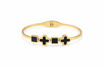Black Clover Gold-Tone Stainless Steel Bracelet | Minimal Luxury Bangle