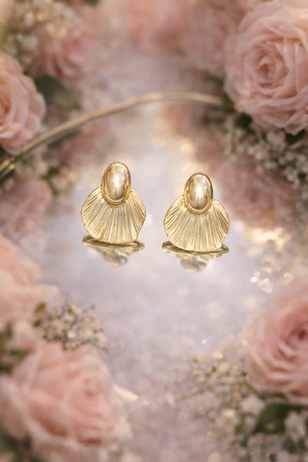 Golden Shell Statement Earrings for Women | Elegant Party & Bridal Wear