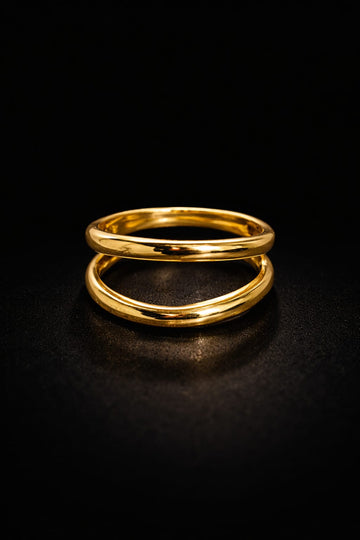 Minimal Double Band Golden Ring for Women