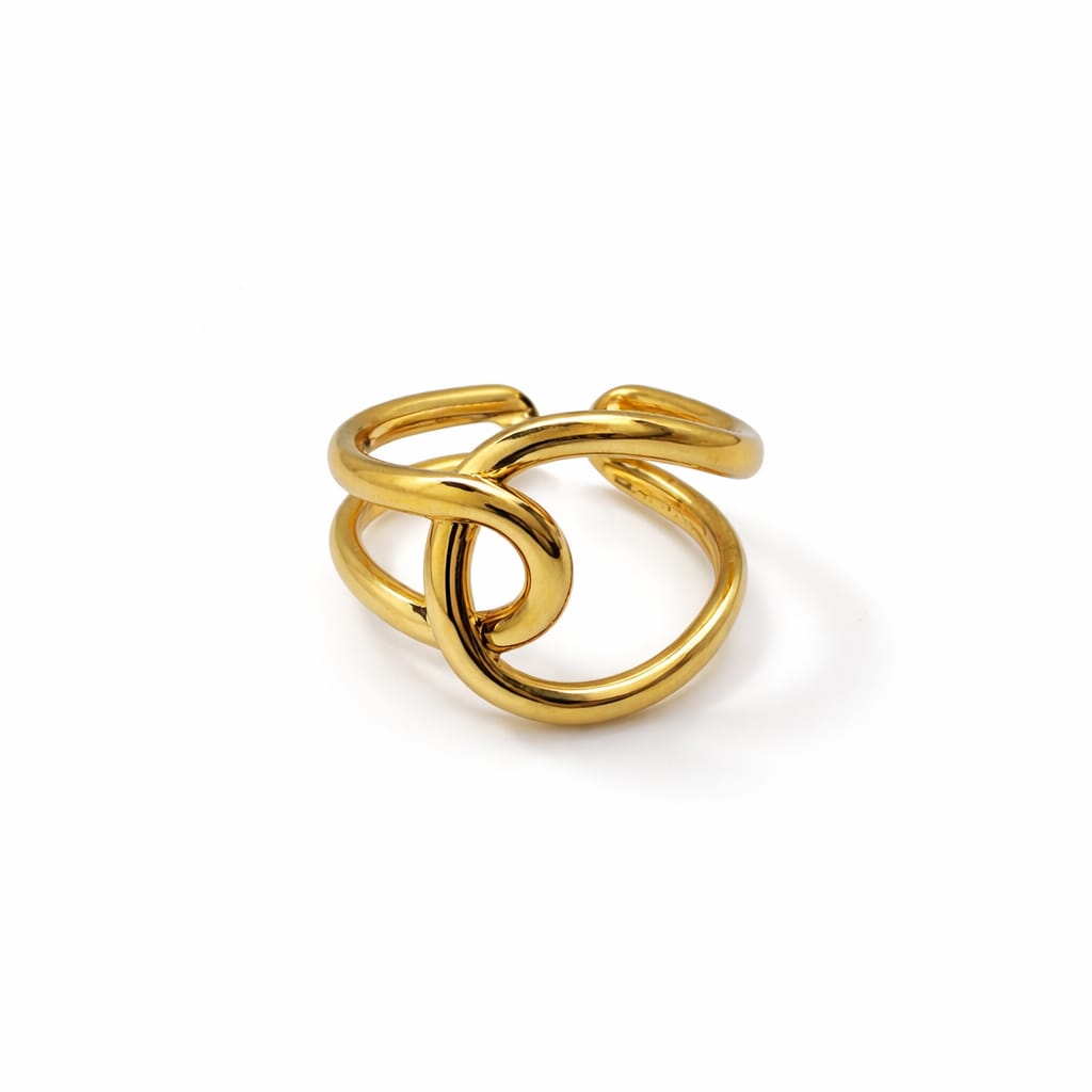 Golden Knot Adjustable Ring for Women | Elegant Statement Jewelry